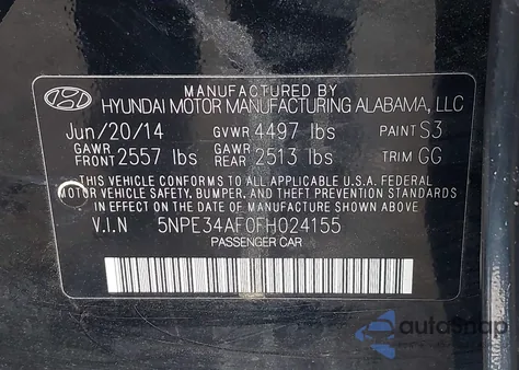 2015 Hyundai Sonata Sport from USA, damaged, VIN 5NPE34AF0FH024155